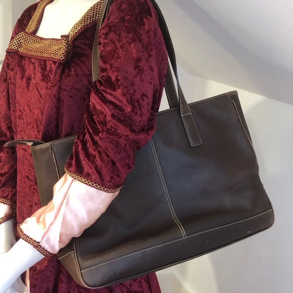Vintage Leather Coach Tote Bag